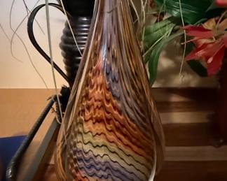 Murano Style Art Glass Swirl Teardrop Vase