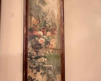 Framed Floral Urn Painting