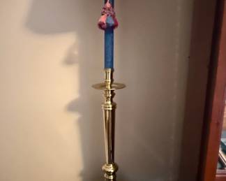 Brass Candlestick Table Lamp with Tassel