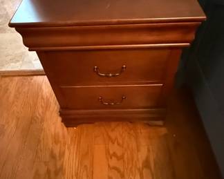 Wooden Nightstand with Two Drawers