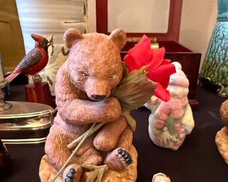 Ceramic Bear Figurine with Rose by Andrea by Sadek
