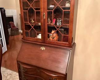 Vintage Mahogany Governor Winthrop Secretary Desk with Hutch