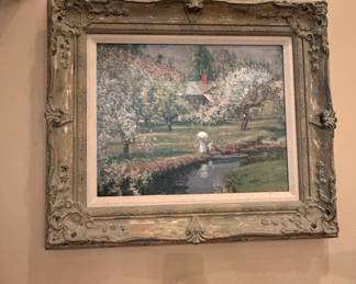 Impressionistic Landscape Painting in Ornate Frame