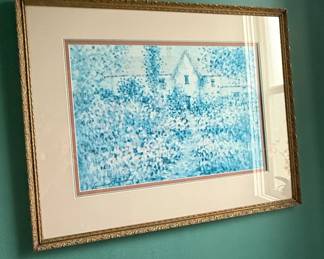 Watercolor House and Garden Painting by L. Beaumont