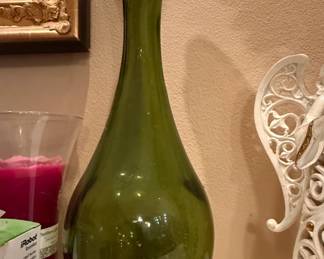 Green Blown Glass Wine Bottle