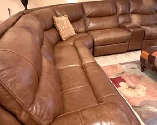 Brown Leather Power Reclining Sectional Sofa