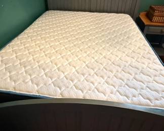 Gray Wood Panel Bed Frame with Quilted Mattress