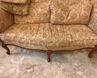 Louis XV Style Sofa with Floral Damask Upholstery