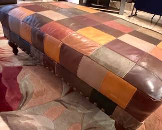 Patchwork Leather Storage Ottoman
