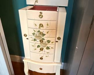 Vintage Thomas Pacconi HandPainted Jewelry Armoire with Mirror