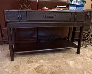 Vintage Wicker Trunk Console Table