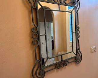 French Style Wrought Iron Mirror with Scroll Frame