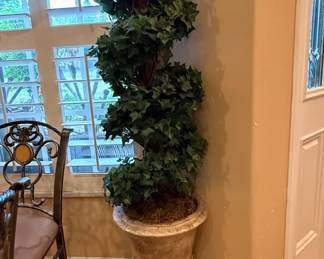 Artificial English Ivy Spiral Topiary Tree in Urn Planter