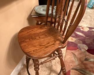 Solid Oak Windsor Style Bar Stool