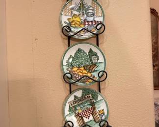 International Tableworks Gardening Season Decorative Plate Collection with Display Rack