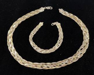 Silver necklace, and matching bracelet