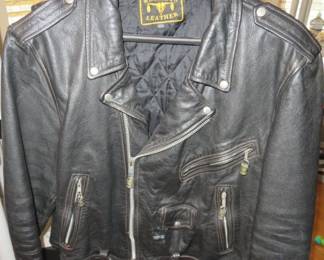 Vintage Barney's Black Leather Motorcycle Biker Jacket