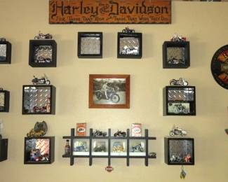 Collectible Harley-Davidson Miniature Motorcycles/Wood Framed Shadow Boxes