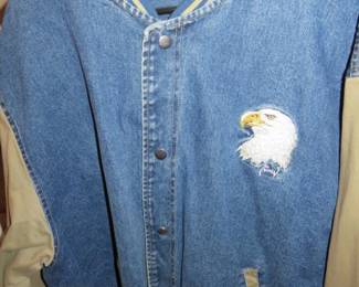 Vintage Bald Eagle Al Agnew Denim Varsity Bomber Jacket