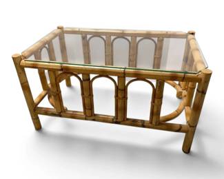 Rattan Coffee Table with Glass Top