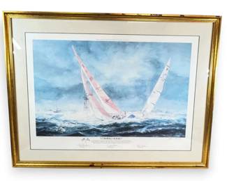 Americas Cup Coming Home 1987 Print, Signed By Team