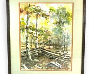 John Yeackle Forest Watercolor Artwork, Framed