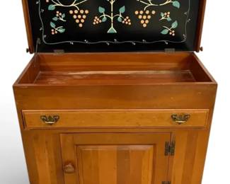 Flip Top Dry Sink With Handpainted Motif