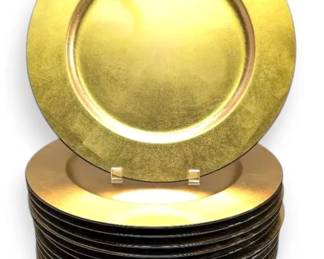 Black Gold Lacquer Ware Charger Plates 16 Pcs