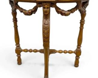 Carved Wooden Caryatid Demilune Console Table