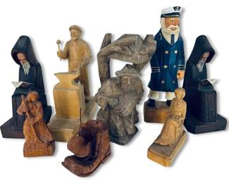 Carved Wood Figurines Antique Shoe