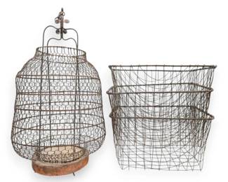 Chinese Wire Cage Lantern 3 Wire Baskets