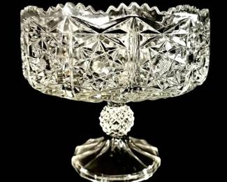 Cut Crystal Glass Pedestal Bowl