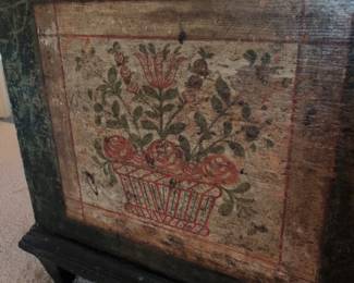 Folk Art Painted Marriage Chest second image