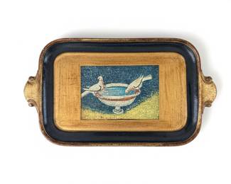 Vintage Mosaic Tray with Doves