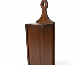 Primitive Wooden Pipe Box or Candle Box with Decorative Top
