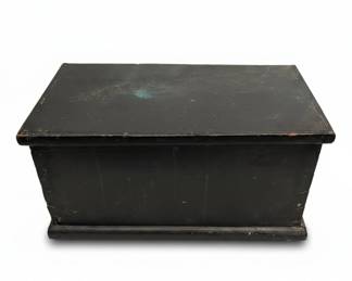 Antique Black Painted Wooden Chest