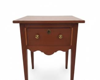 Antique Cherry Wood Side Table with Drawer and Keyhole