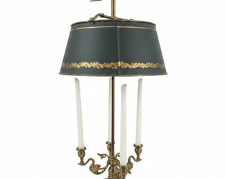 Vintage Chapman Brass Swan Bouillotte Lamp with Tole Shade