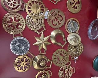 Collection of Antique English Horse Brasses and Medallion