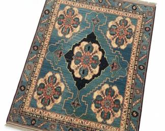 HandKnotted Teal Blue PersianStyle Area Rug
