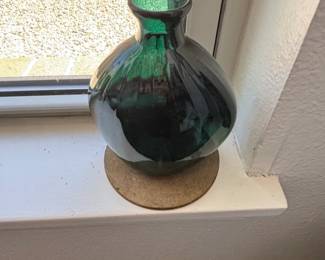 Emerald Green Blenko Genie Bottle Vase