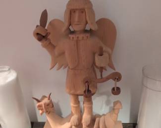 New Mexican Carved Wooden Archangel San Rafael Bulto