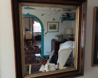 Vintage Faux Burl Wood Framed Mirror