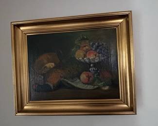 Still Life with Fruit and Basket Oil Painting