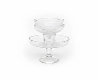 Fostoria Sunburst Pattern Glass Dessert Plates and Footed Compote Set second image