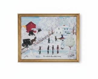 Emma Schrock Grandmas Grandchildren Winter Scene Painting