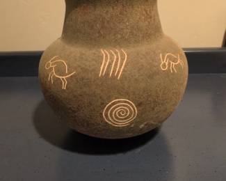 Southwestern Style Ceramic Pot with Incised Designs