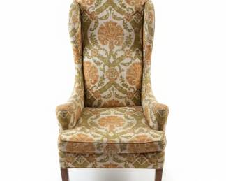 Vintage Floral Damask Wingback Armchair