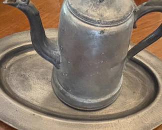 Homan Co. Pewter Coffee Pot with Tray
