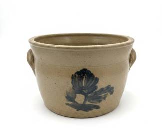 Cowden Wilcox Harrisburg, PA Blue Decorated Stoneware Crock